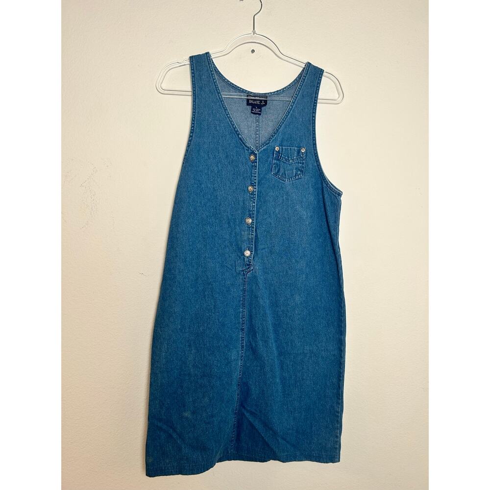 Vintage Blue J. Womens Small Denim Midi Dress Button Front Cottagecore - Picture 3 of 6